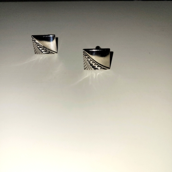 Vintage Spiedel Silver Tone Rectangle Cufflinks - Picture 4 of 4